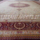 tappeto persiano kum tutto seta extrafine fondo avorio firmato 400x292 cm