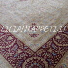 tappeto persiano kum tutto seta extrafine fondo avorio firmato 400x292 cm