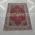 tappeto indiano agra fondo vinaccio misto seta e lana 179x122 cm
