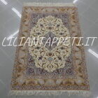tappeto Isfahan persiano Misto Seta Extrafine fondo avorio 163x114 cm