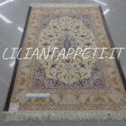 tappeto Isfahan persiano Misto Seta Extrafine fondo avorio 163x114 cm