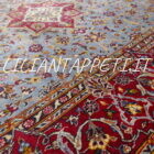 tappeto persiano keshan firmato shadsar classico fondo azzurro da salotto 217x143 cm in lana su cotone