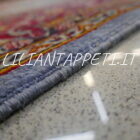 tappeto persiano keshan firmato shadsar classico fondo azzurro da salotto 217x143 cm in lana su cotone