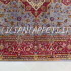 tappeto persiano keshan firmato shadsar classico fondo azzurro da salotto 217x143 cm in lana su cotone