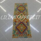 passatoia fondoletto kilim afghano da corridoio multicolore 156x60 cm in lana