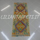 passatoia fondoletto kilim afghano da corridoio multicolore 156x60 cm in lana