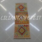 passatoia fondoletto kilim afghano da corridoio multicolore 153x51 cm