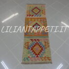 passatoia fondoletto kilim afghano da corridoio multicolore 153x51 cm