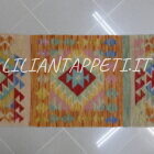 passatoia fondoletto kilim afghano da corridoio multicolore 153x51 cm