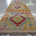 passatoia fondoletto kilim afghano da corridoio multicolore 153x51 cm