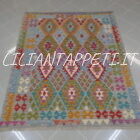 kilim afghano da salotto multicolore in lana 195x158 cm