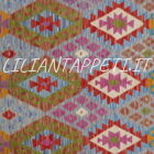 kilim afghano da salotto multicolore in lana 195x158 cm