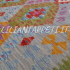 kilim afghano da salotto multicolore in lana 195x158 cm