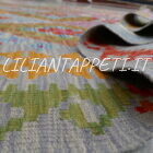 kilim afghano da salotto multicolore in lana 195x158 cm