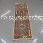 passatoia fondoletto kilim afghano da corridoio multicolore 201x68 cm in lana