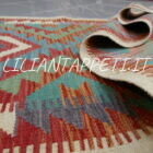 passatoia fondoletto kilim afghano da corridoio multicolore 201x68 cm in lana