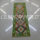 passatoia fondoletto kilim afghano da corridoio multicolore 195x68 cm in lana