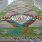 passatoia fondoletto kilim afghano da corridoio multicolore 195x68 cm in lana