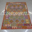 kilim afghano da salotto multicolore in lana 200x150 cm
