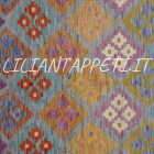 kilim afghano da salotto multicolore in lana 200x150 cm