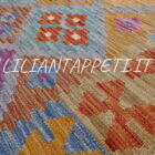 kilim afghano da salotto multicolore in lana 200x150 cm