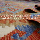 kilim afghano da salotto multicolore in lana 200x150 cm