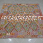 kilim afghano quadrato da salotto multicolore tutto lana 200x210 cm