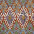 kilim afghano quadrato da salotto multicolore tutto lana 200x210 cm