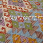 kilim afghano quadrato da salotto multicolore tutto lana 200x210 cm