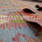 kilim afghano quadrato da salotto multicolore tutto lana 200x210 cm
