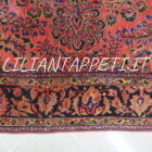 Antico tappeto Saruk Americano persiano rosa salmone vintage con disegno floreale a tutto campo, primo Novecento, 236x225 cm