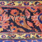 Antico tappeto Saruk Americano persiano rosa salmone vintage con disegno floreale a tutto campo, primo Novecento, 236x225 cm