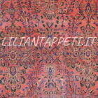 Antico tappeto Saruk Americano persiano rosa salmone vintage con disegno floreale a tutto campo, primo Novecento, 236x225 cm