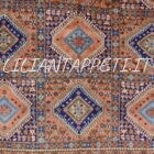 tappeto persiano yalameh firmato geometrico in lana su lana da salotto 267x204 cm