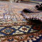 tappeto persiano yalameh firmato geometrico in lana su lana da salotto 267x204 cm