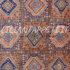 tappeto persiano yalameh firmato geometrico in lana su lana da salotto 267x204 cm