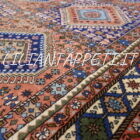 tappeto persiano yalameh firmato geometrico in lana su lana da salotto 267x204 cm