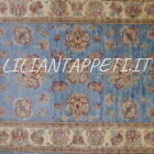 piccolo tappeto scendiletto ziegler fondo azzurro lana su cotone 118x81 cm