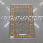 piccolo tappeto scendiletto ziegler fondo azzurro lana su cotone 118x81 cm
