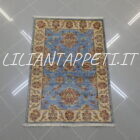 piccolo tappeto scendiletto ziegler fondo azzurro lana su cotone 115x80 cm