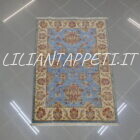piccolo tappeto scendiletto ziegler fondo azzurro lana su cotone 115x80 cm