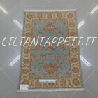 piccolo tappeto scendiletto ziegler fondo azzurro lana su cotone 115x80 cm