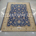 tappeto orientale ziegler blu da salotto in lana 239x173 cm